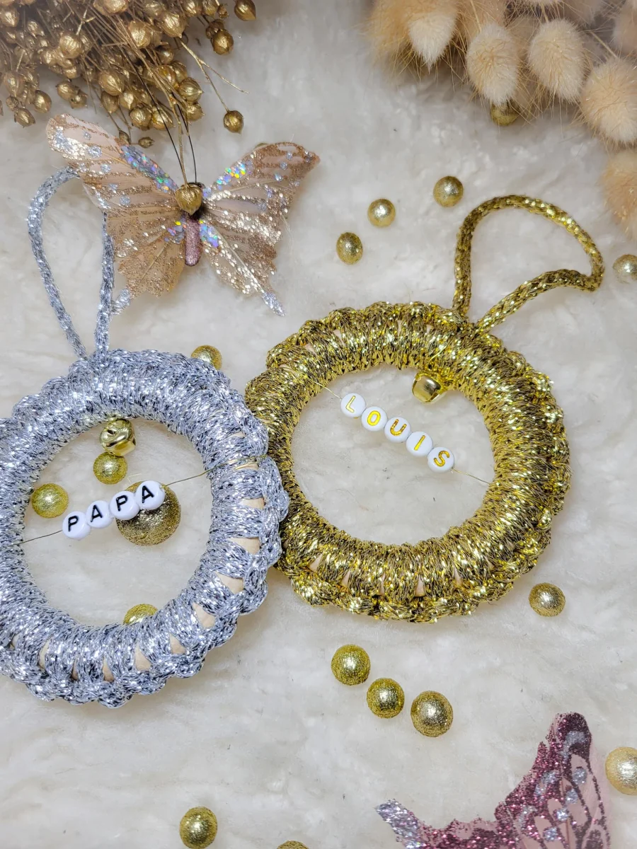 Ornement de sapin de Noël en macramé personnalisé prénom en perles lettres – Image 5
