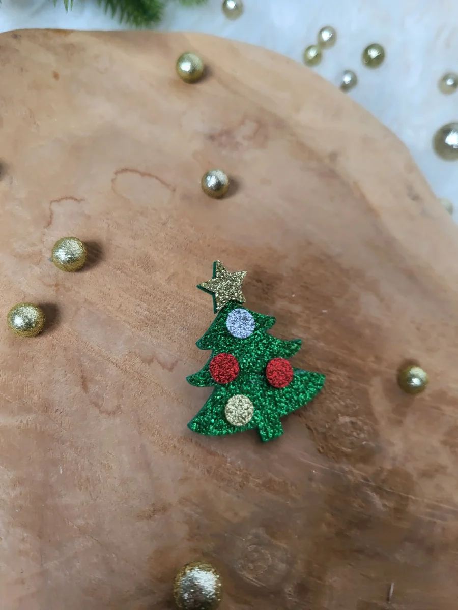 Broche sapin de Noël à paillettes girly pour femme ou fille – Image 5