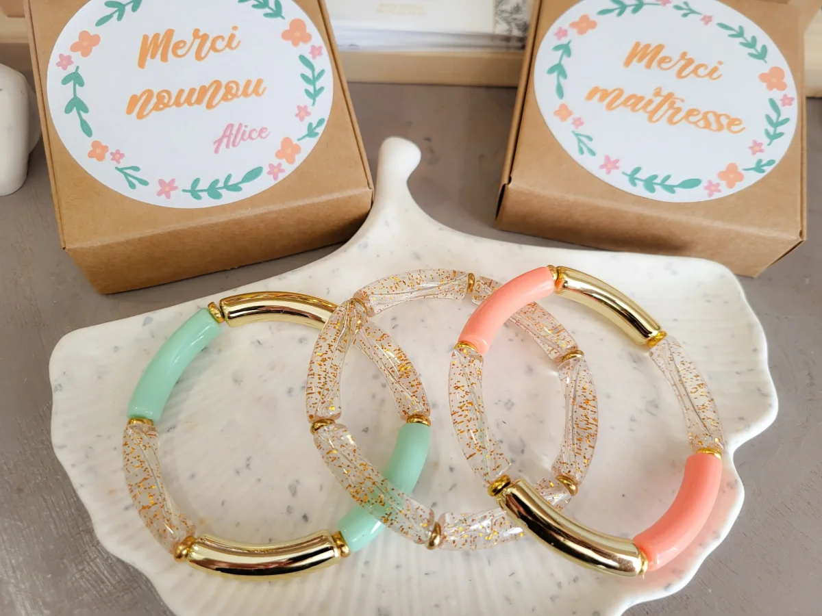 Bracelet perles cadeau maîtresse fin d’année – 3 modèles & boîte personnalisée – Image 6