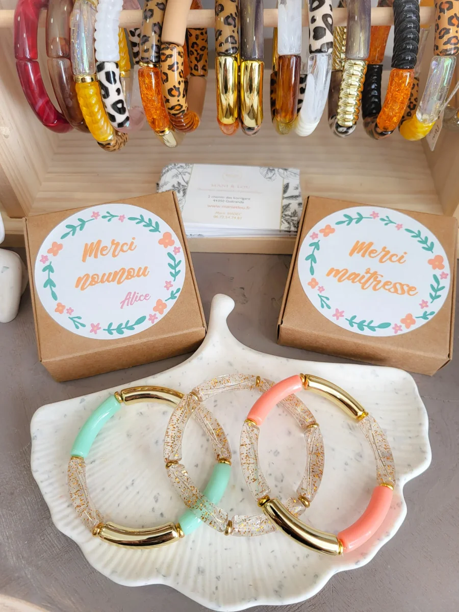 Bracelet perles cadeau maîtresse fin d’année – 3 modèles & boîte personnalisée – Image 3