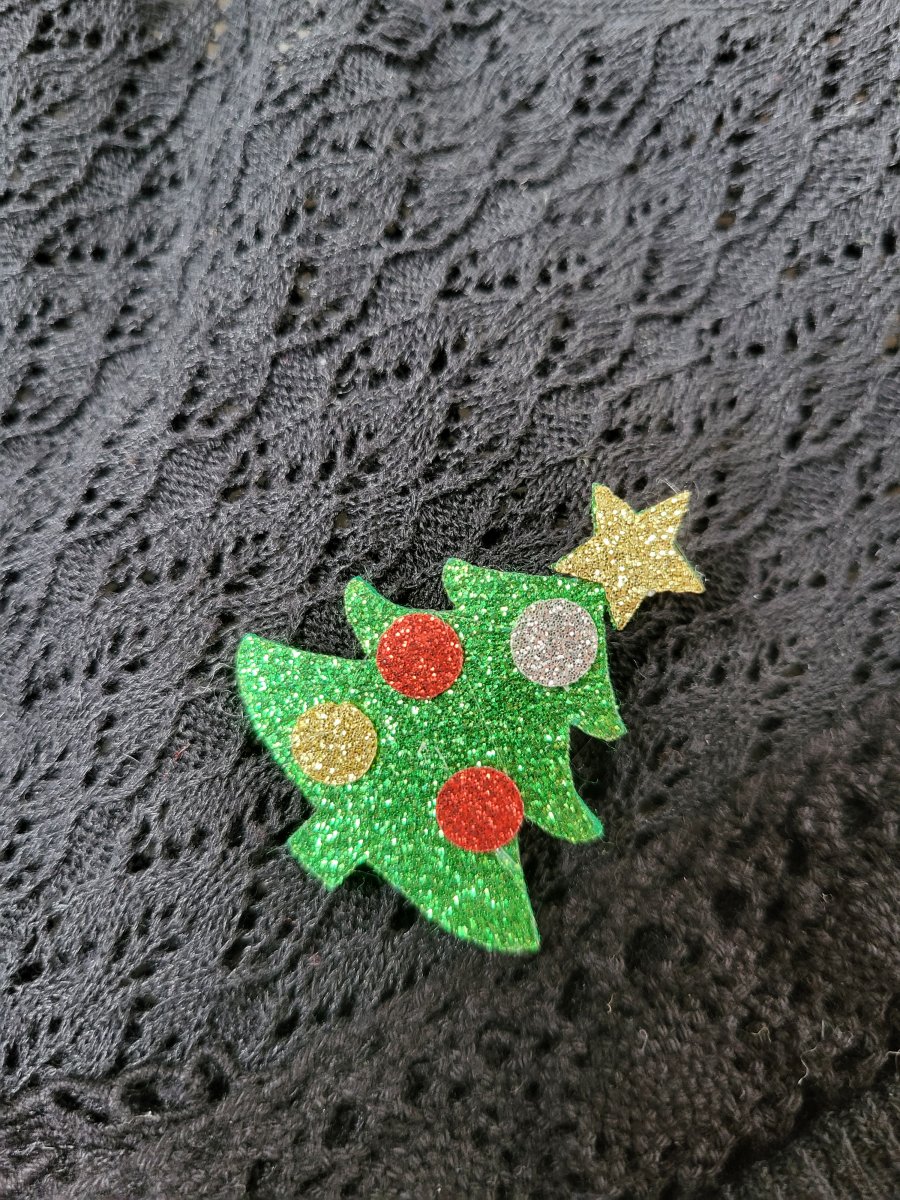 Broche sapin de Noël à paillettes girly pour femme ou fille