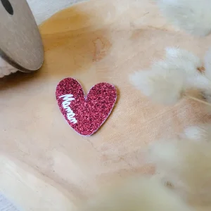 Broche coeur travers paillette personnalisable fait main cadeau témoin marraine femme fête des mères anniversaire EVJF