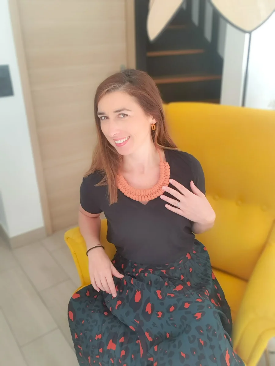 Collier corde coton noué épais plastron, bijou fantaisie, idée cadeau tendance macramé fait main noeud marin terracotta – Image 6