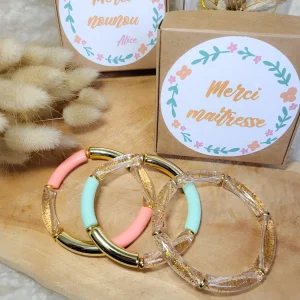 Bracelet perles cadeau maîtresse fin d’année – 3 modèles & boîte personnalisée
