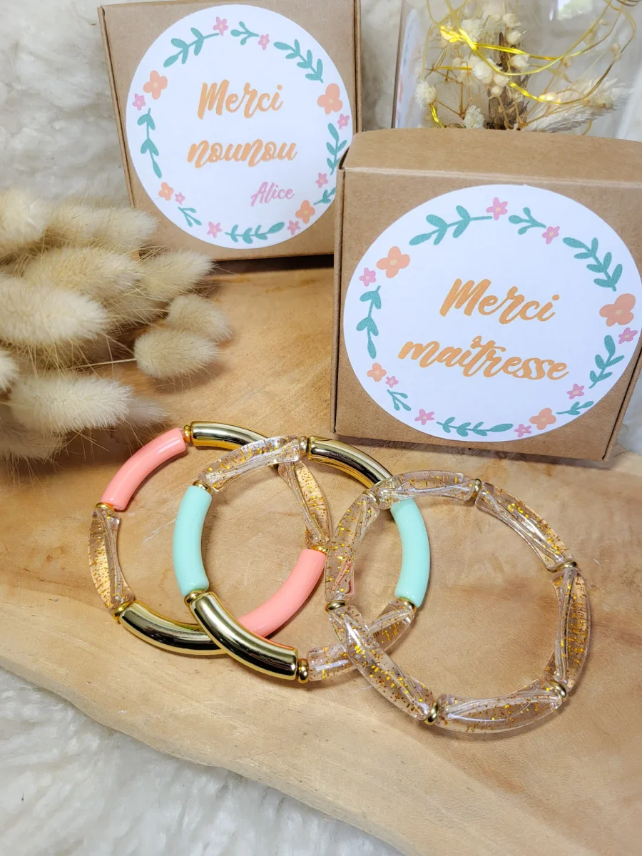 Bracelet perles cadeau maîtresse fin d’année – 3 modèles & boîte personnalisée – Image 2