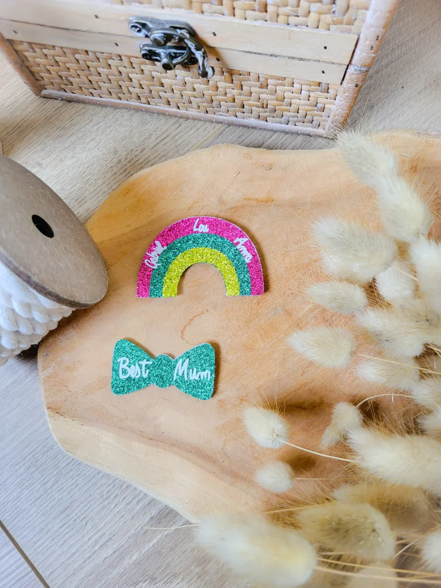Broche arc en ciel paillette personnalisable fait main cadeau témoin marraine femme fête des mères anniversaire EVJF – Image 6