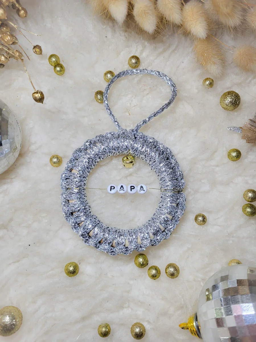 Ornement de sapin de Noël en macramé personnalisé prénom en perles lettres – Image 7