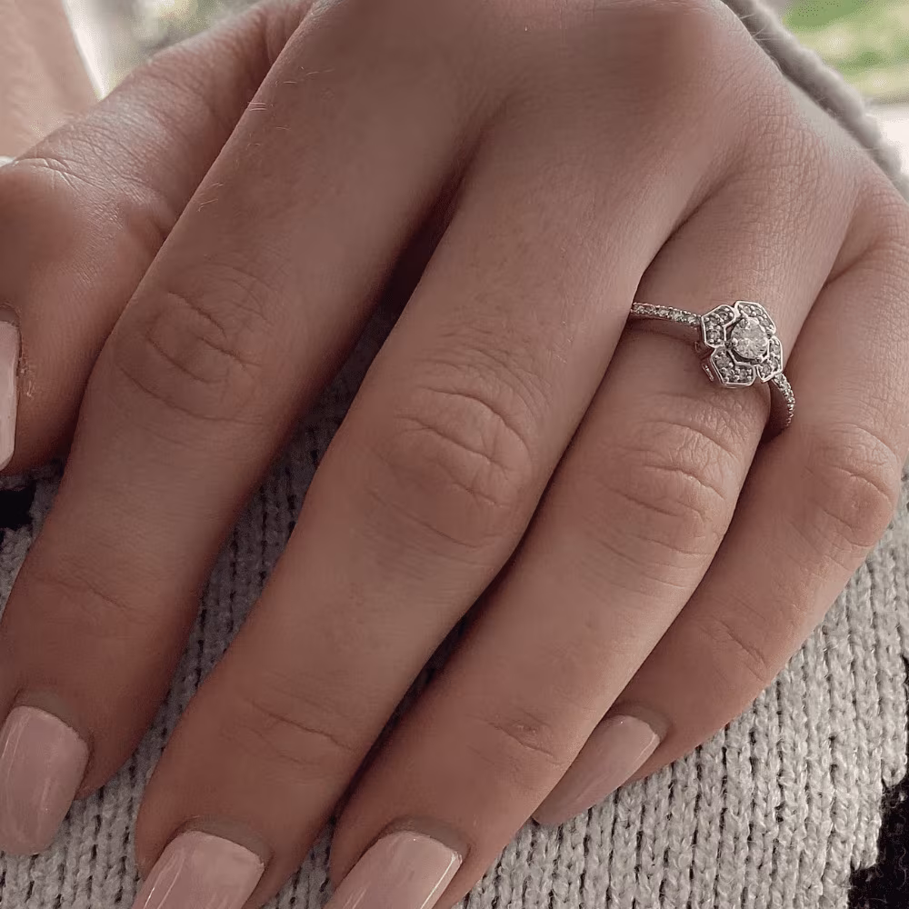 Bague diamant Anna or blanc et pavage – Image 3