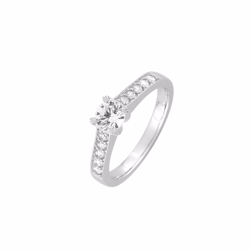 Solitaire accompagné diamant synthétique 0.75ct