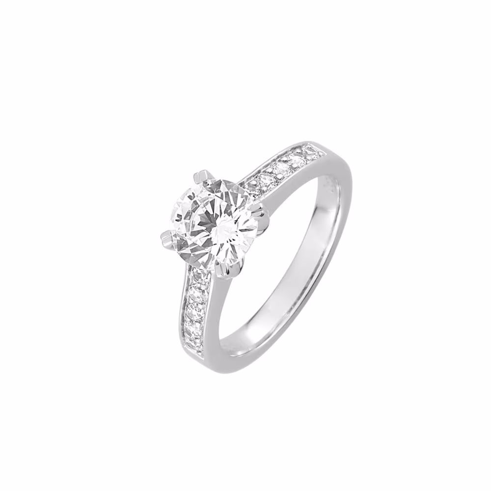 Solitaire accompagné diamant synthétique 1.80ct