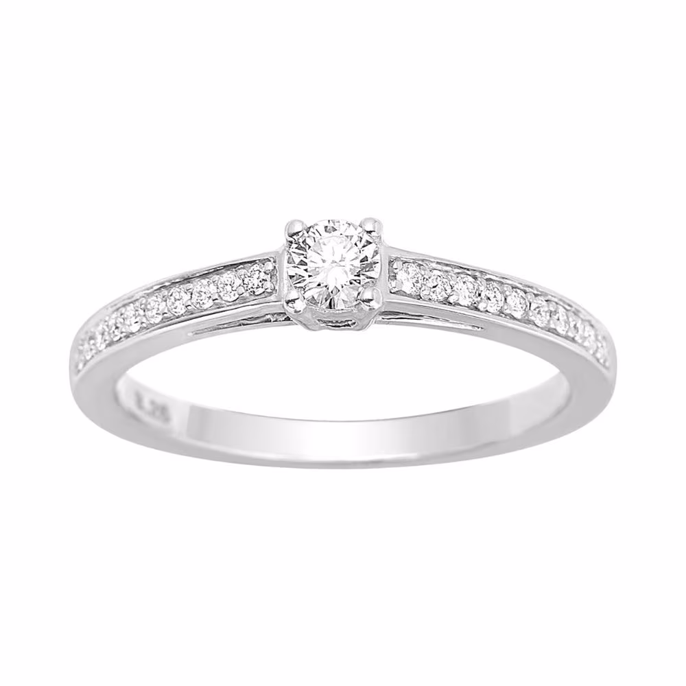 Solitaire diamant 0.27ct Lola or blanc & pavage