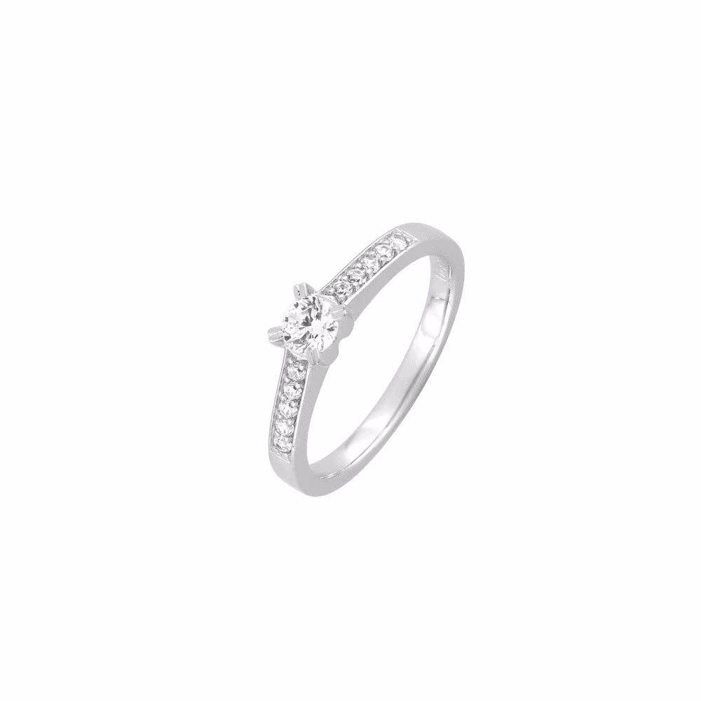Solitaire accompagné diamant synthétique 0.40ct
