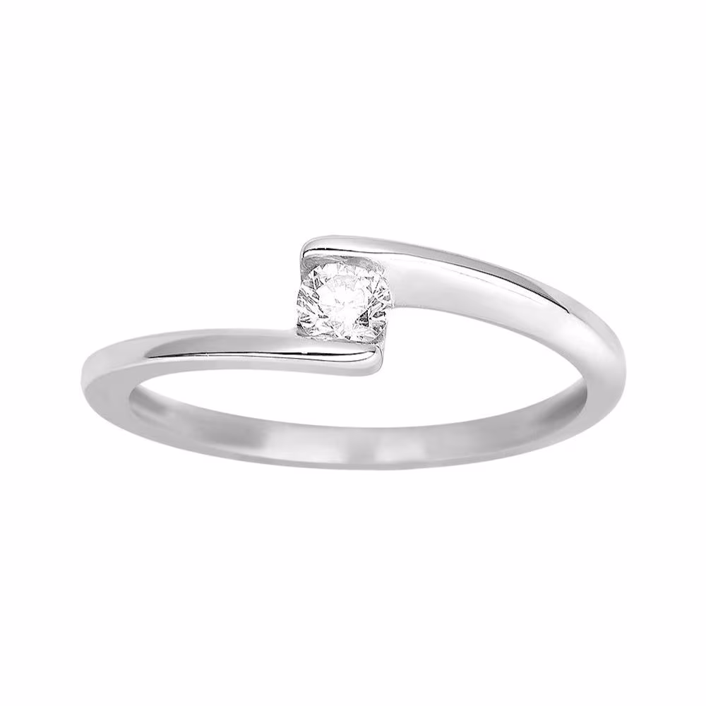 Solitaire Croisé Diamant 0.18ct Jeanne Or Blanc