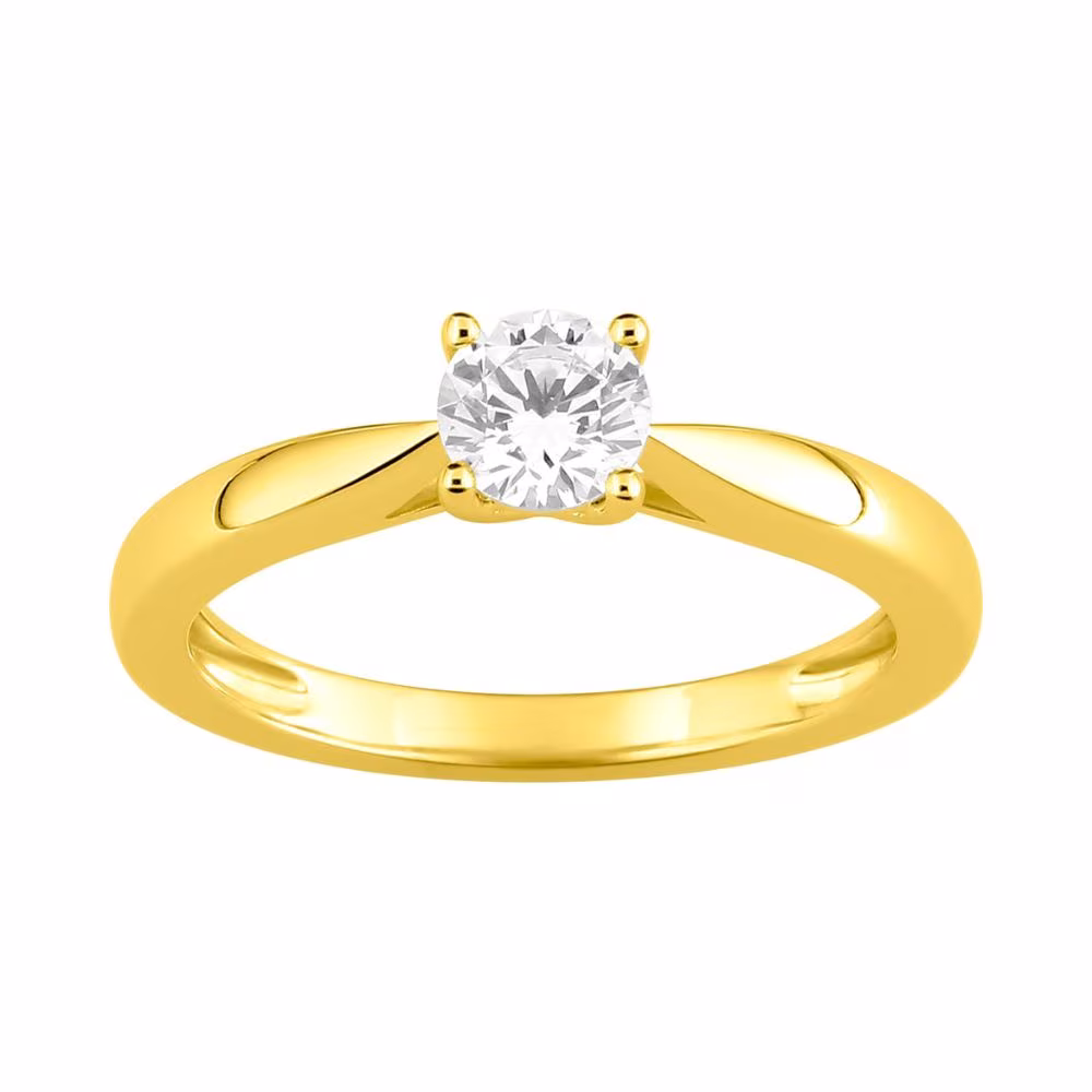 Solitaire 4 griffes, diamant 0.50ct GSI, Julia, or jaune