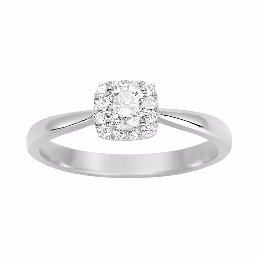 Solitaire diamant accompagné Elly en or blanc 0.50ct