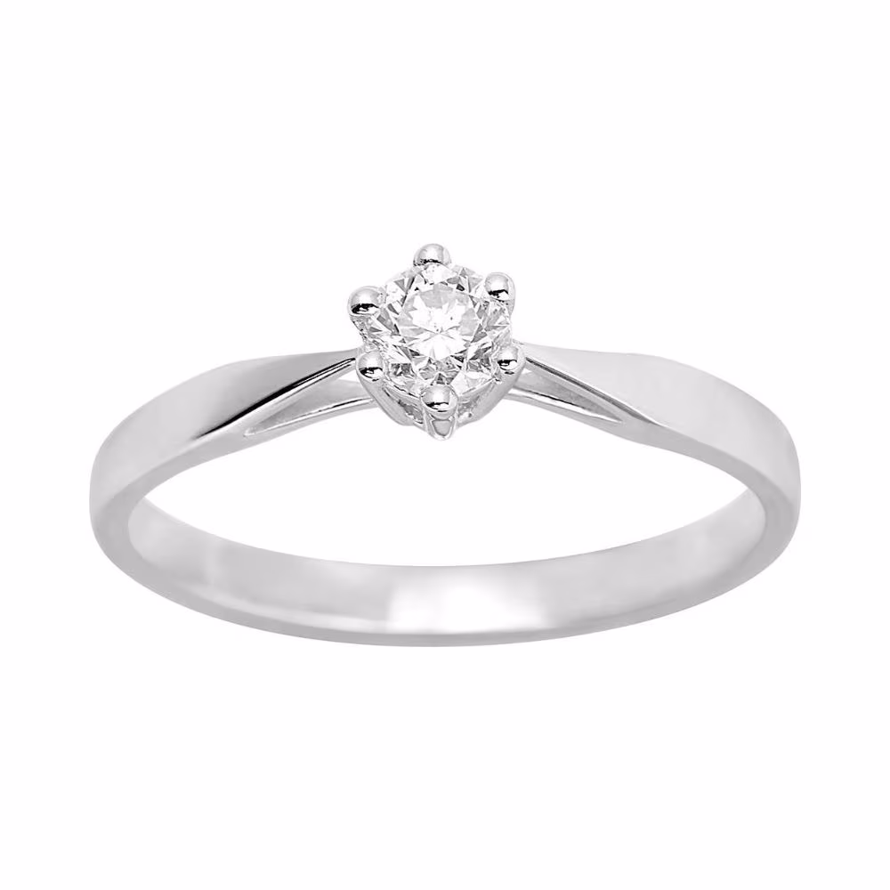 Solitaire diamant 0.20ct 6 Griffes Elise en or blanc