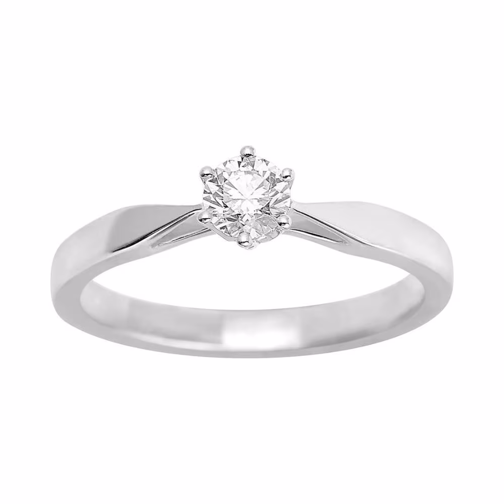 Solitaire diamant 0.30ct 6 griffes Elise en or blanc