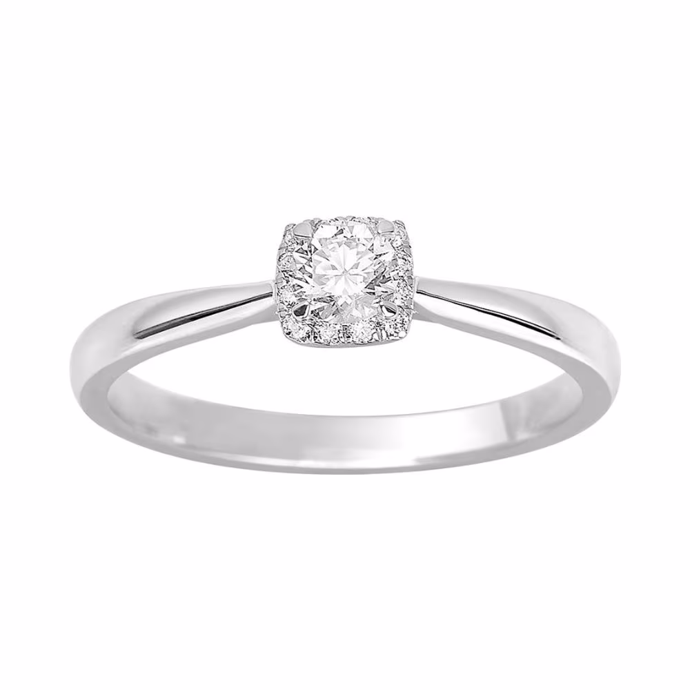 Solitaire diamant halo or blanc 0.30ct Elly – Image 2