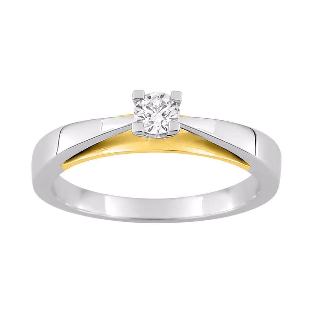 Solitaire diamant 0.20ct bicolore Eva