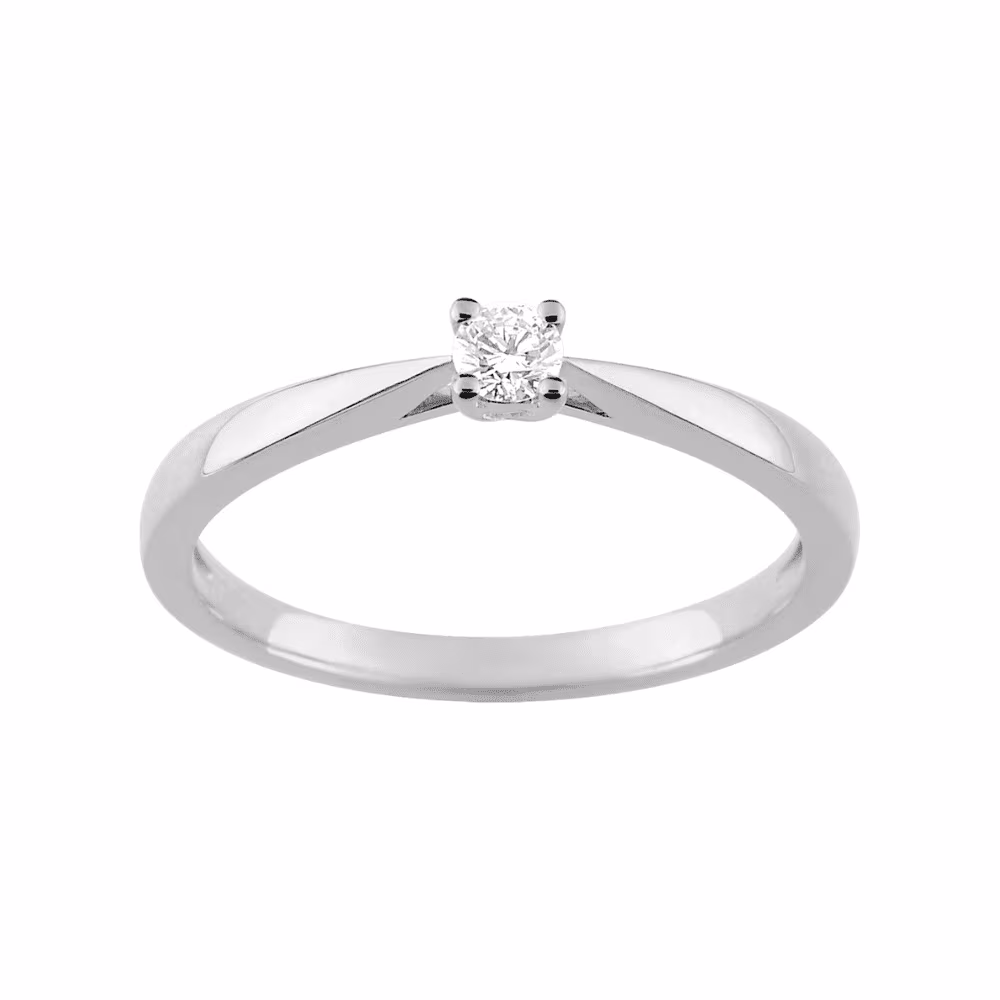 Solitaire 4 Griffes Diamant 0.10ct Julia Or Blanc