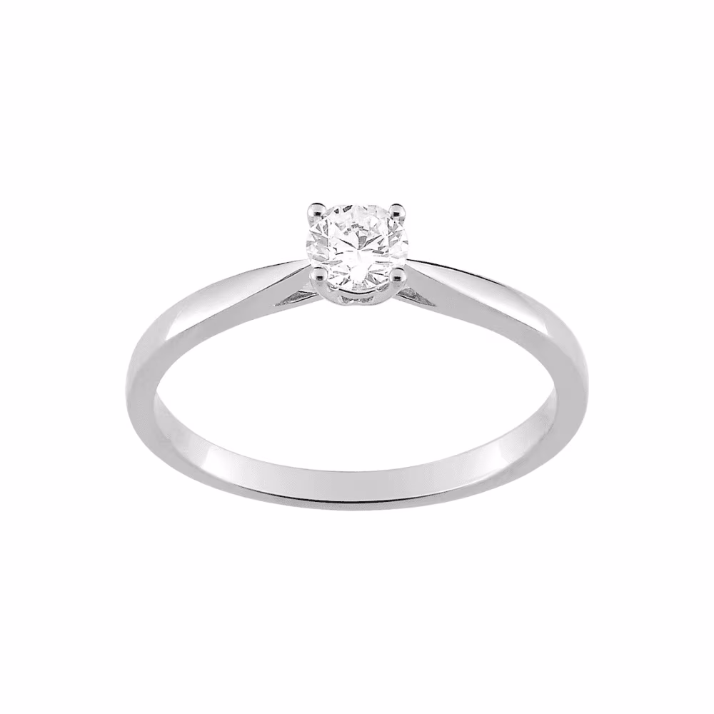Solitaire diamant 0.30ct, GSI, 4 griffes, Julia, or blanc