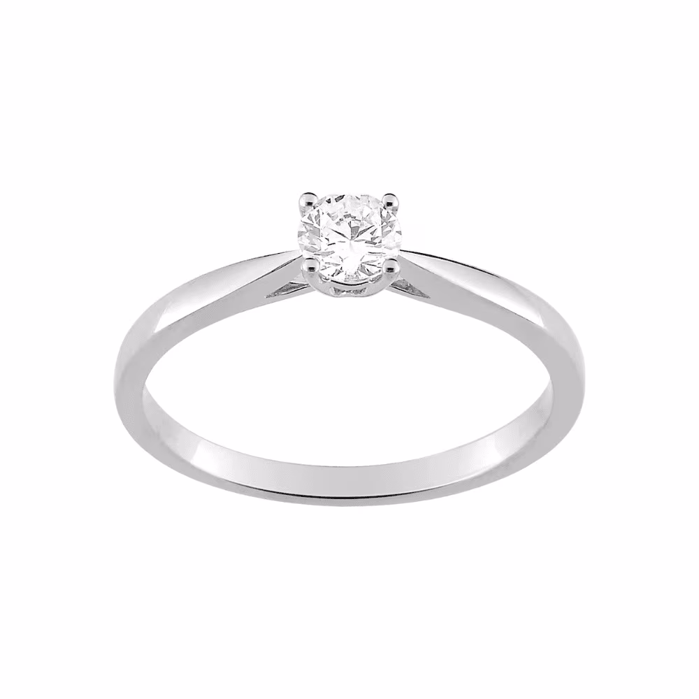 Solitaire diamant 0.40ct, GSI, 4 griffres, Julia, or blanc