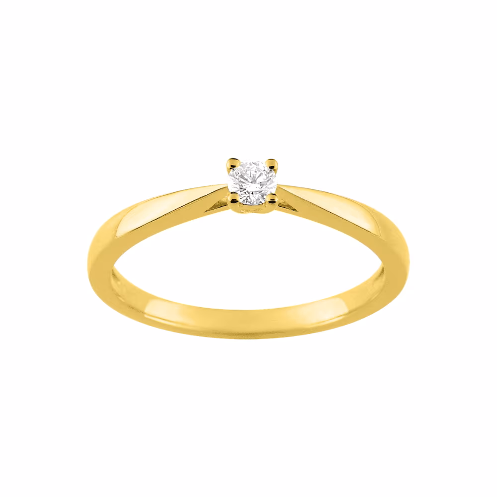 Solitaire 4 Griffes Diamant 0.10ct Julia Or Jaune