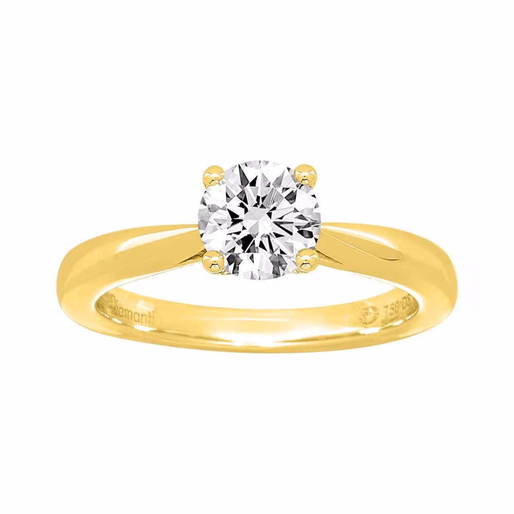 Solitaire Diamant Synthétique 1ct Diamanti Or Jaune
