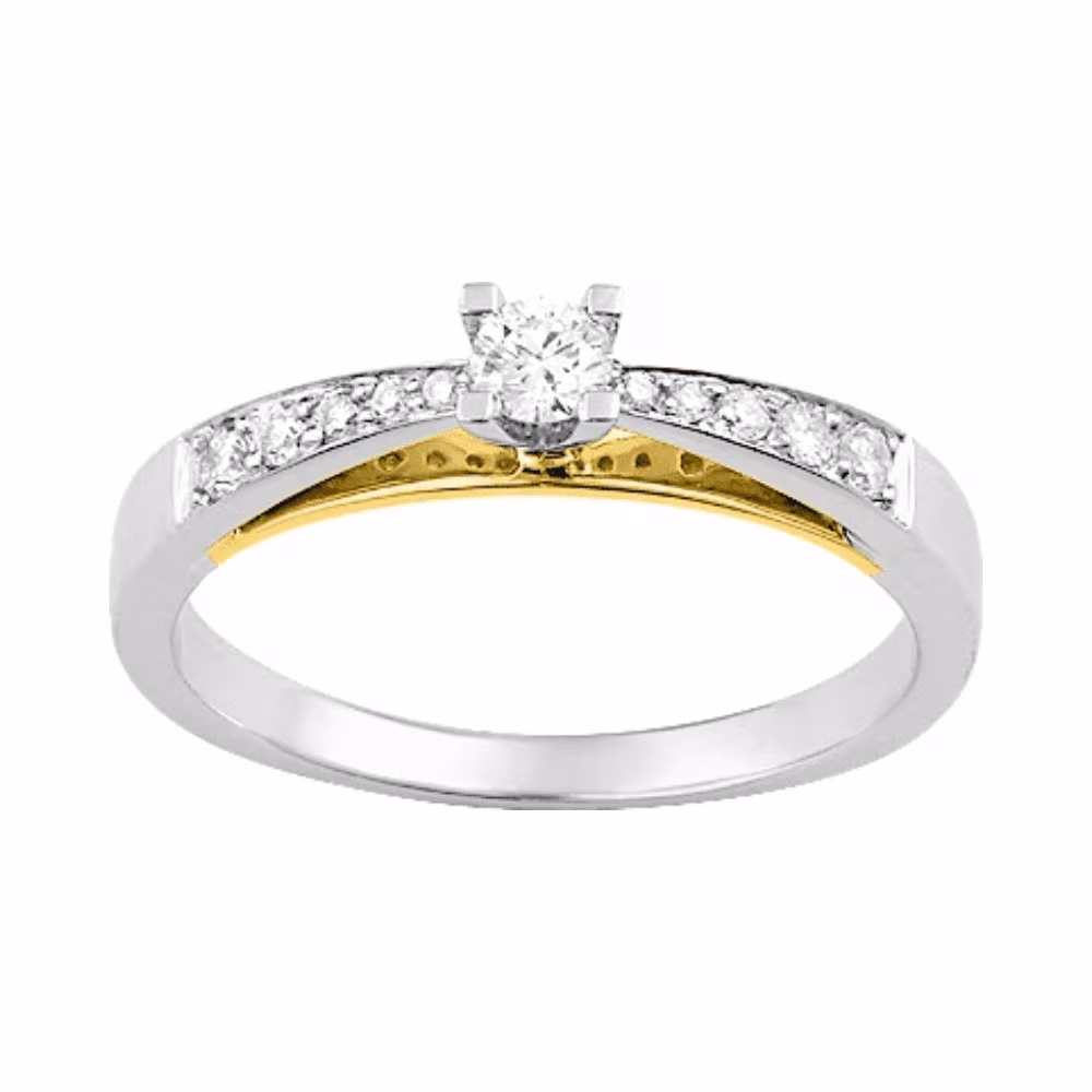 Solitaire Bicolore Eva diamant accompagné 0.25ct