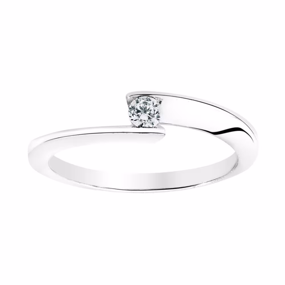 Solitaire Garel Envol Duo Diamant 0.10ct Or Blanc