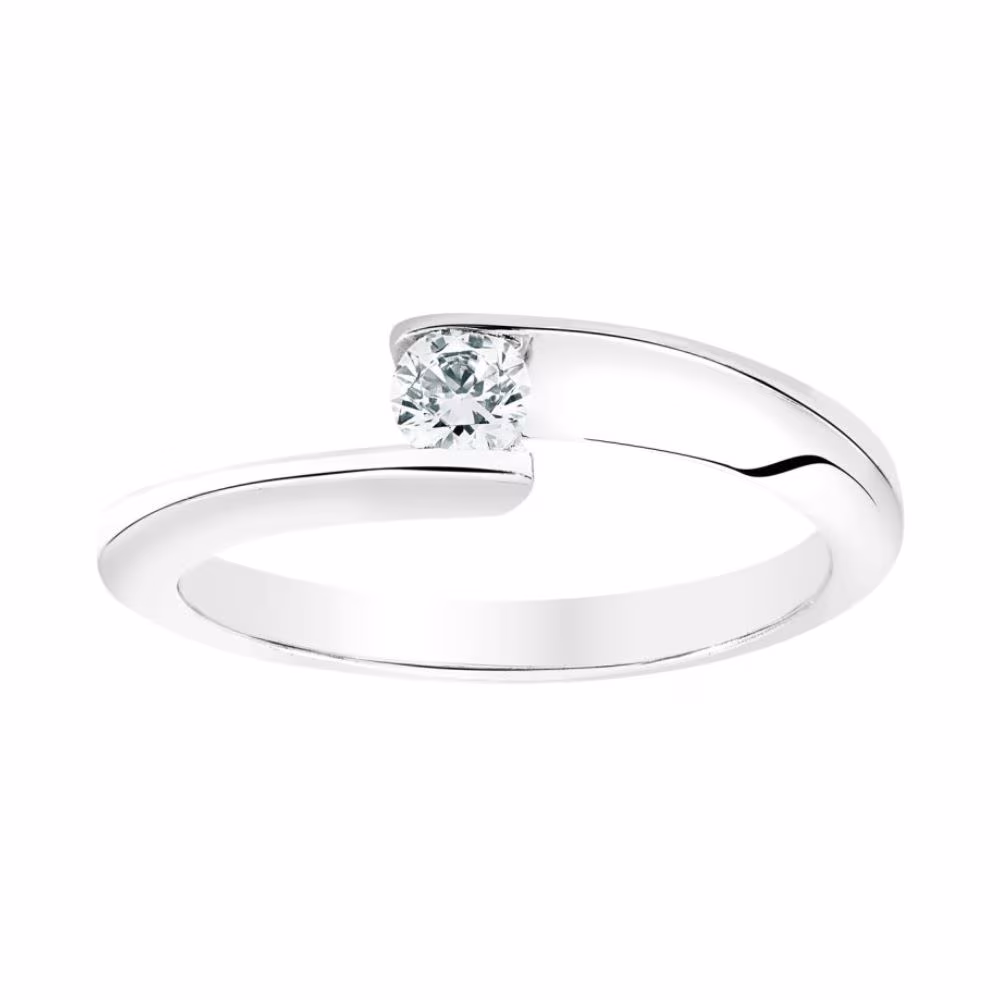 Solitaire Garel Envol Duo Diamant 0.15ct Or Blanc