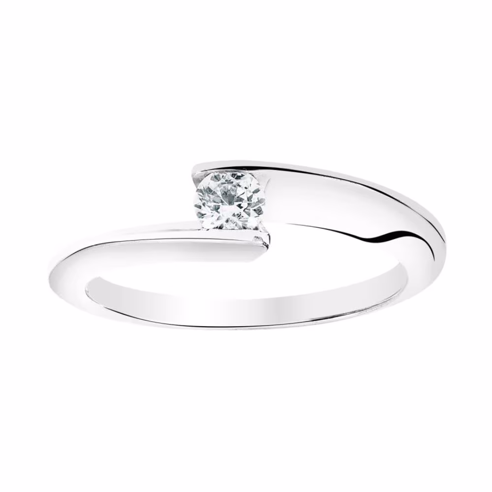 Solitaire Garel Envol Duo Diamant 0.20ct Or Blanc