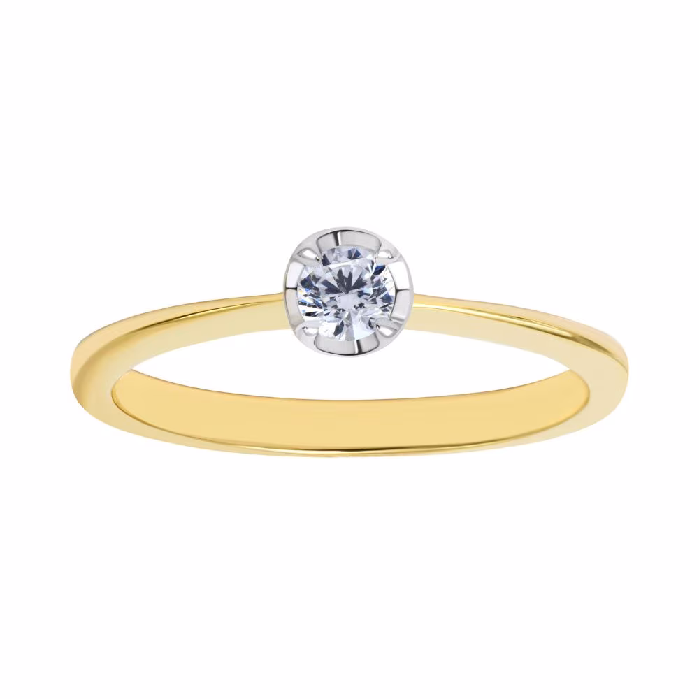 Solitaire Garel Only Diamond 0.15ct Or Bicolore
