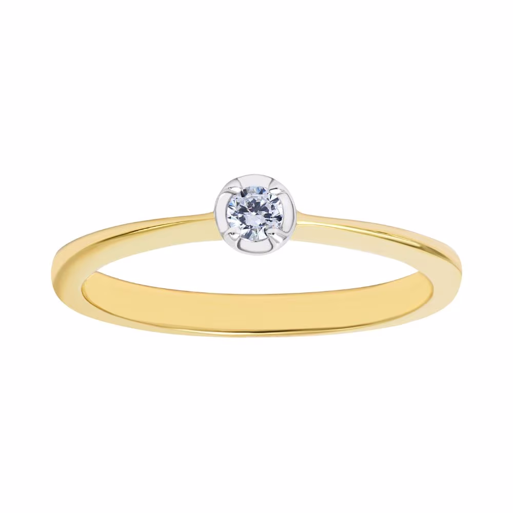 Solitaire Garel Only Diamond 0.10ct Or Bicolore – Image 2