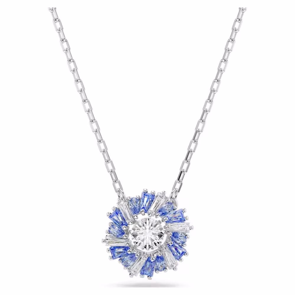 Pendentif Swarovski Idyllia Fleur, rhodié, bleu