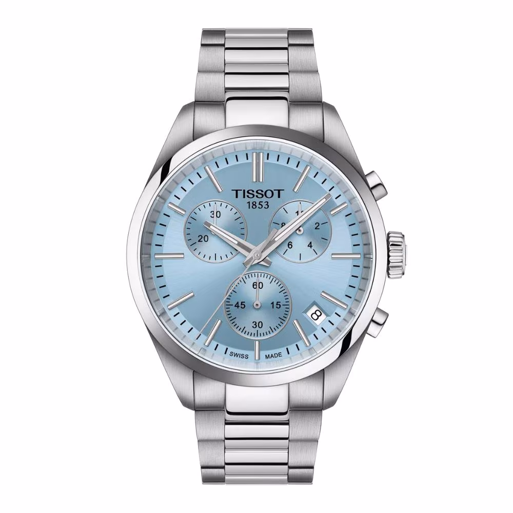 Montre homme chronographe Tissot PR100 cadran bleu glacier
